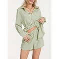 thumbnail image 3 of Yunliwuli Women Jumpsuit, Long Sleeve Turn-down Collar Button-down Shirt Bodysuit Streetwear, 3 of 9