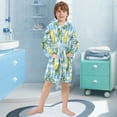 thumbnail image 5 of FORMRS Niños Bathrobe Unisex Hooded Robe Soft Plush Pajamas Sleepwear, Size 4-6T, Cartoon Plaid Lemon, 5 of 7