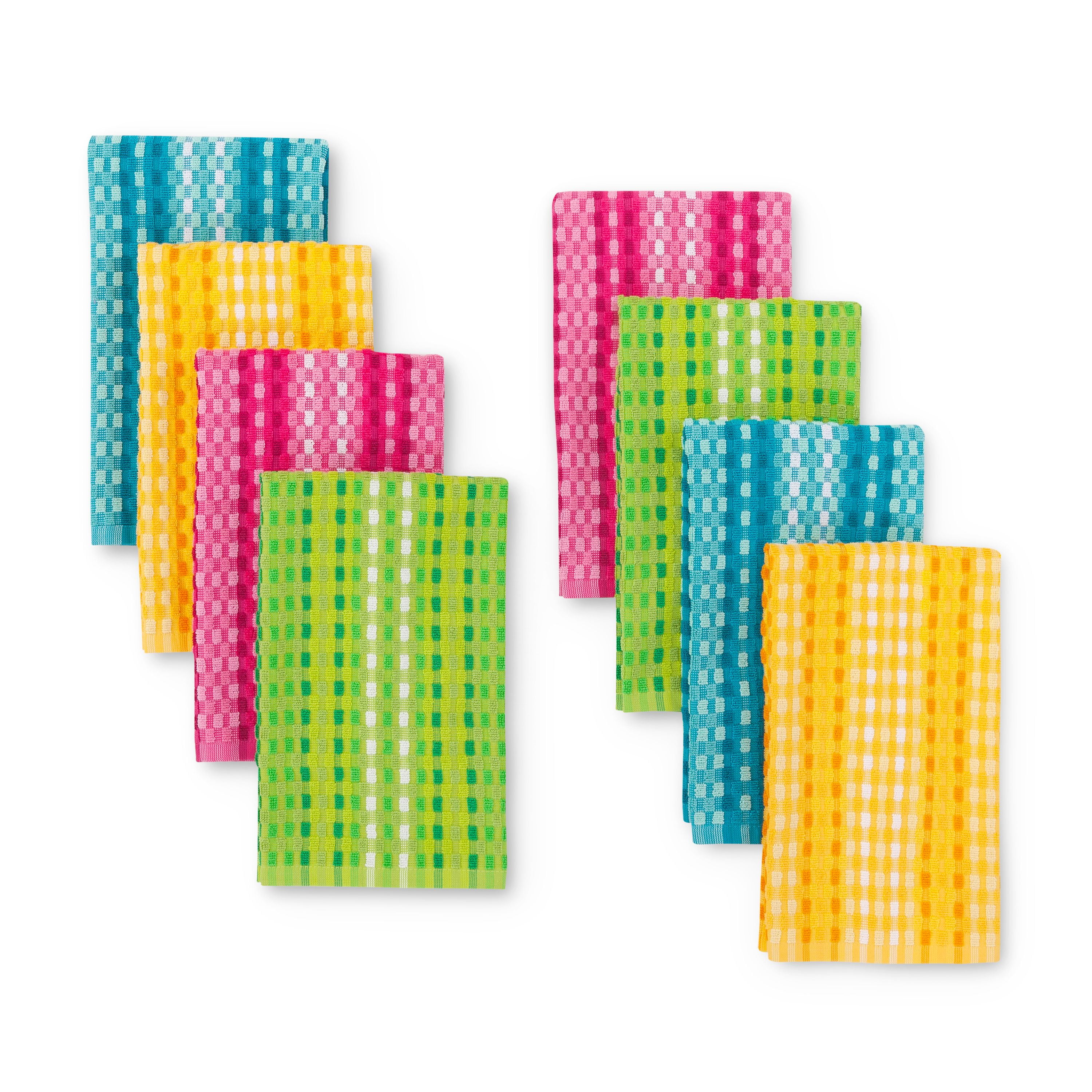 Mainstays, 8 Pack, MultiColored Cotton Kitchen Towels