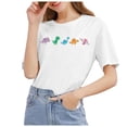 thumbnail image 1 of YDLCAFD Easter Womens Daily Spring Print O Neck Tank Tops Short Sleeve Workout Shirts Casual Loose Tees, 1 of 5