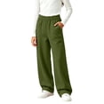 thumbnail image 7 of Wiyuqeen Girls Straight Wide Leg Track Pants RUffle Waist Casual Baggy Athletic Pants Loose Jogger Sweatpants with Pocket 5-15 Years, 7 of 7