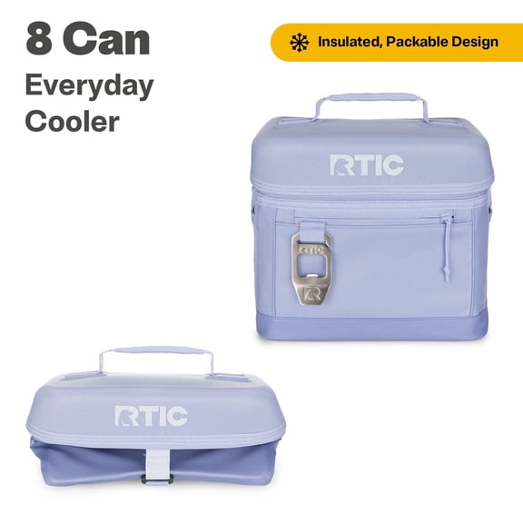 RTIC 8 Can Everyday Soft Cooler, 5 qt Collapsible with Bottle Opener, Periwinkle