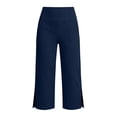 thumbnail image 7 of OGLCCG Yoga Capris for Women Summer High Waisted Side Slit Capris Athletic Below the Knee Cropped Pants with Pockets,Navy, 7 of 7