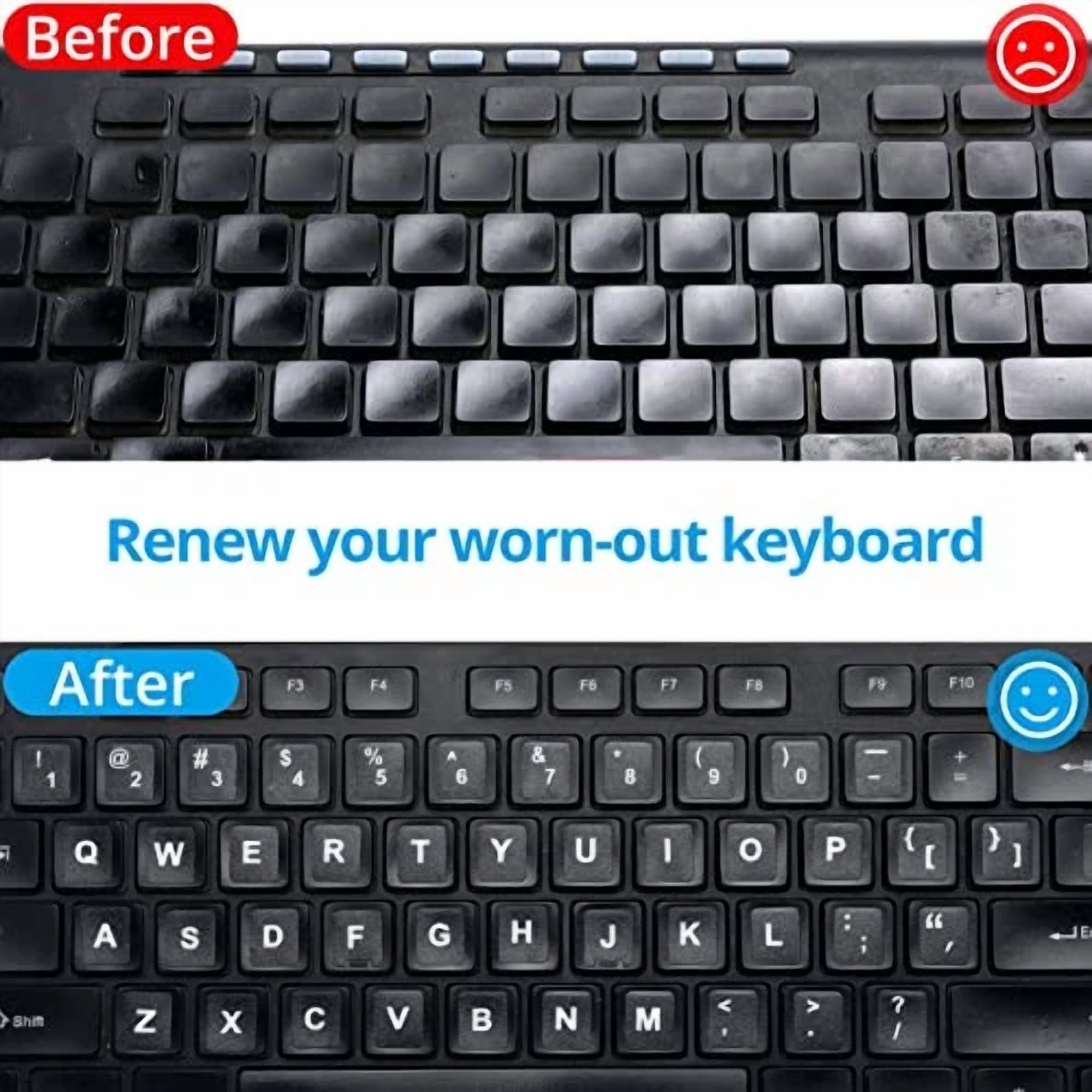 CRESTIN- English Keyboard Stickers [5 In English Big Font White Letter/Black Background