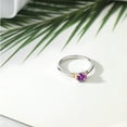 thumbnail image 4 of Gem Stone King 925 Sterling Silver and 10K Yellow Gold Fancy Purple Zirconia Solitaire Engagement Ring for Women (0.46 Cttw, Round 5MM, Gemstone Birthstone, Size 6), 4 of 4