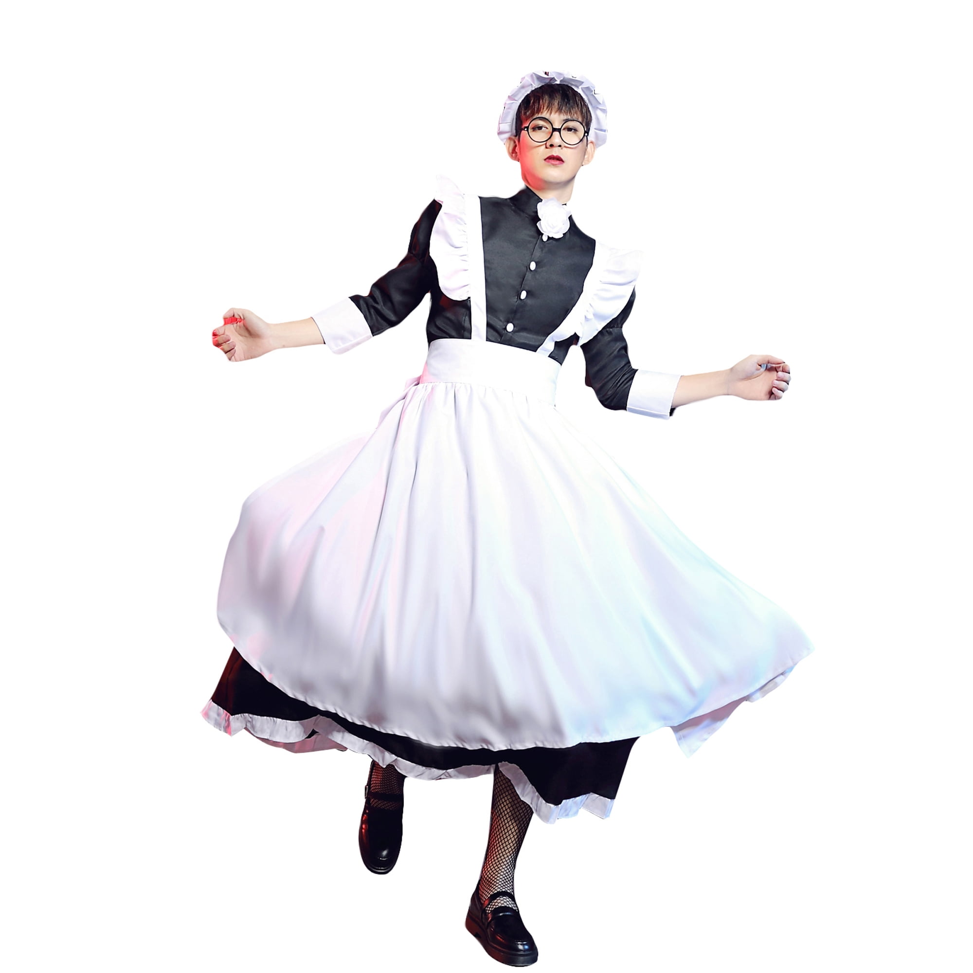 Men Lolita Maid Cosplay Costume Funny Cross Dressing Housekeeper Uniform Halloween Party Fancy