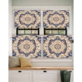 thumbnail image 2 of Vintage Floral Short Blackout Curtains 24 Inch Long Navy Orange Classical Bohemian Style Rod Pocket Kitchen Curtains, 2 Panels Thermal Insulated Room Darkening Drapes for Bedroom, 42"W x 24"L, 2 of 5