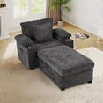 thumbnail image 2 of KINFFICT Accent Chair with Ottoman, Indoor Chaise Lounge with USB and Storage, Cozy Living Room Lounge Chair, Dark Gray Chenille, 2 of 8