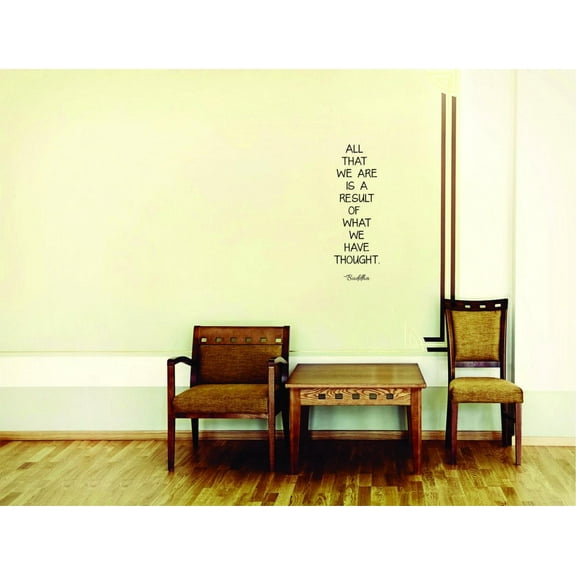 Decal Wall Sticker All That We Are Is A Result Of What We Have Thought. Buddha Inspirational Life Quote Living Room Picture Art 8x20 Inches
