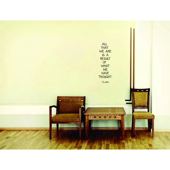 Decal Wall Sticker All That We Are Is A Result Of What We Have Thought. Buddha Inspirational Life Quote Living Room Picture Art 12x30 Inches