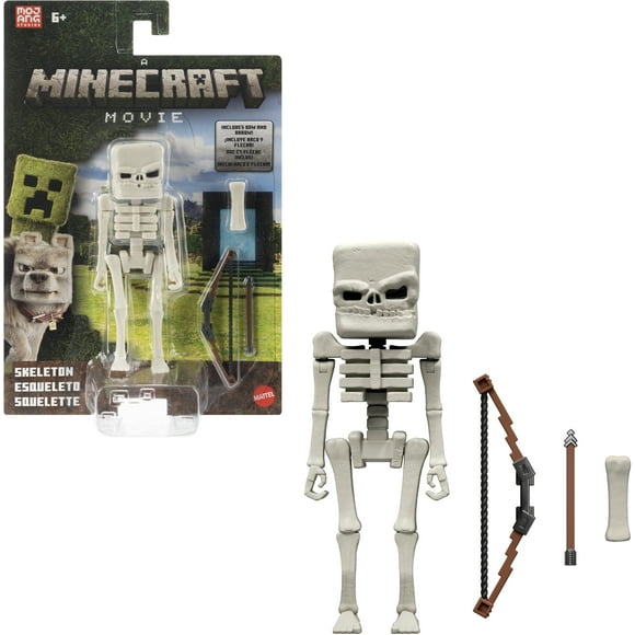 Minecraft Skeleton Action Figure & Accessories, 4-inch Toy Set Inspired by A Minecraft Movie