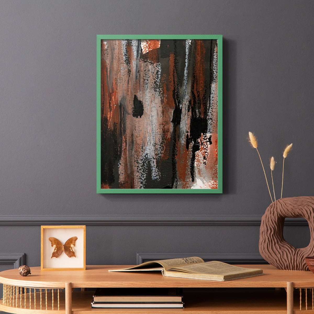 Loft Pastel VII Framed Print in Green Solid Wood Framed Print No Nail Hanging