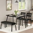 thumbnail image 3 of Accreate 4 Piece Kitchen Dining Set with Chamfer Table, Upholstered Bench & 2 Chairs, Space Saving, 3 of 9