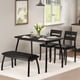 thumbnail image 4 of Diseño biselado elegante - Conjunto de comedor 4 personas - Mesa rectangular de madera con patas metálicas - Banco tapizado y 2 sillas clásicas - Ahorra espacio en cocina o comedor - Color negro, 4 of 8
