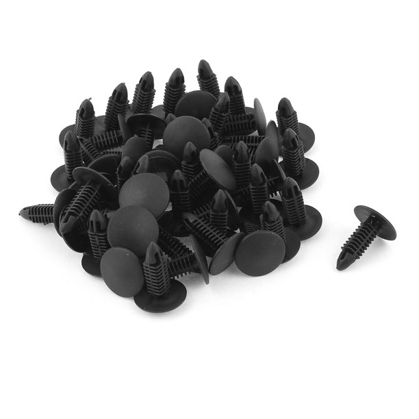 50Pcs 6,5mm Agujero Moldura de Coche Grapa de Retención Clip Plástico Negro