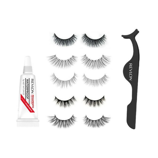 Set de 5 pares de Pestañas Revlon Modelo 6 con Aplicador y Pegamento transparente Mix12