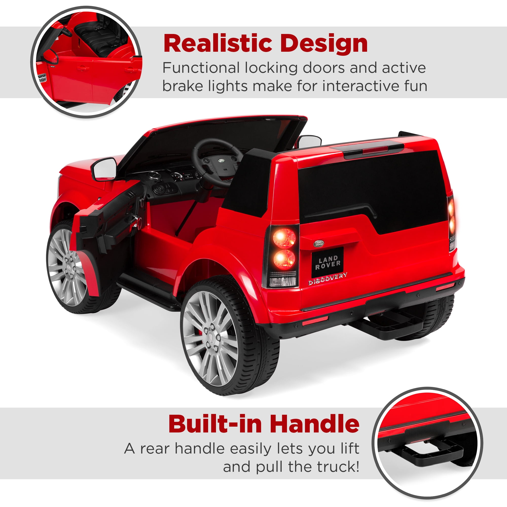 Best Choice Products 12V 3.7 MPH 2-Seater Licensed Land Rover Ride On Car Toy w/ Parent Remote Control - Red - 3
