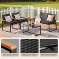 thumbnail image 4 of 4-Piece All-Weather steel Patio Conversation Set - Thick Cushioned Outdoor Sofa with Tempered Glass Coffee Table, Waterproof Backyard/Porch/Balcony/Poolside Furniture Dark Grey, 4 of 10