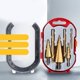 thumbnail image 3 of Juego de 6 brocas escalonadas de metal resistentes al desgaste, de alta dureza, con caja de almacenamiento, 3 brocas escalonadas y 3 brocas de sierra de 100 mm/3,9 pulgadas., 3 of 7