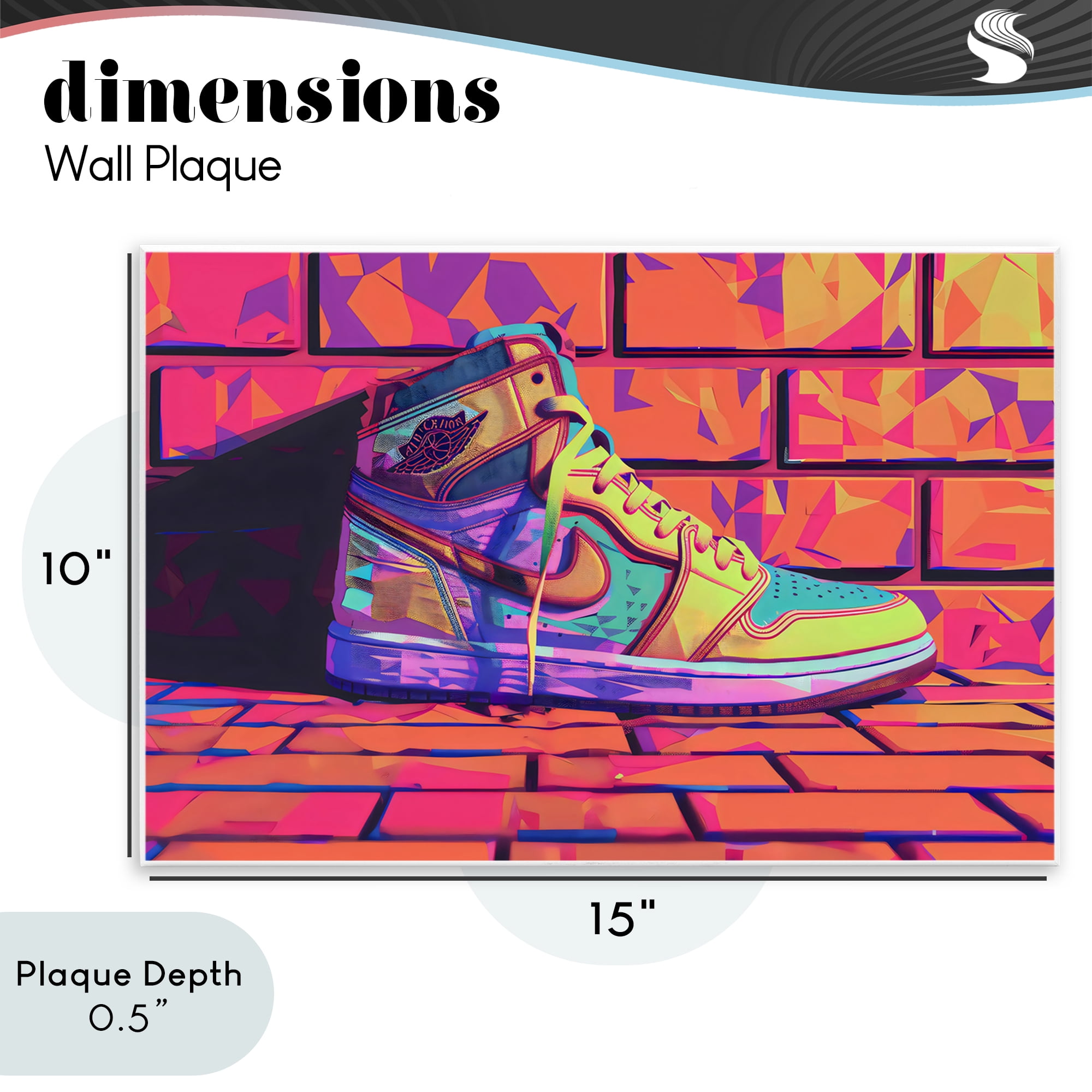 Stupell Industries Sneaker with Vibrant Geometric Hues Wall Plaque Art, design by Creative Studio