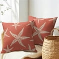 thumbnail image 5 of Summer Beach Starfish Pillow Covers 16x16 Inch Set of 2 Coral Pink Sea Star Throw Pillowcase Cotton Linen Square Decorative Nautical Coastal Themed Cushion Cover for Sofa Bedroom Indoor Outdoor Party, 5 of 6