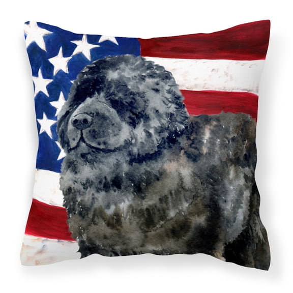 Carolines Treasures BB9671PW1818 Newfoundland Patriotic Fabric Decorative Pillow  18H x18W multicolor