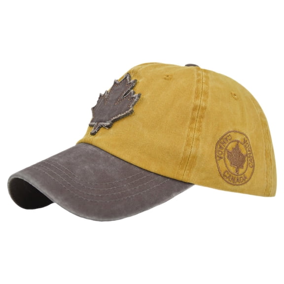 Washed Plain Baseball Cap Color Block Casquette Canada Day Embroidered Maple Leaf Flag Adjustable Hat Golf Hat UV Protection