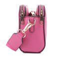 thumbnail image 3 of Bandolera EVVE Trendy con triple cremallera pequeña de piel vegana fucsia, 3 of 6