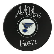 Adam Oates Signed St Louis Blues Logo Hockey Puck w/HOF'12