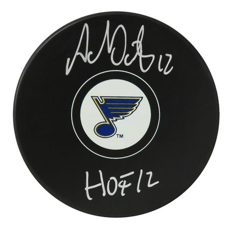 Adam Oates Signed St Louis Blues Logo Hockey Puck w/HOF'12