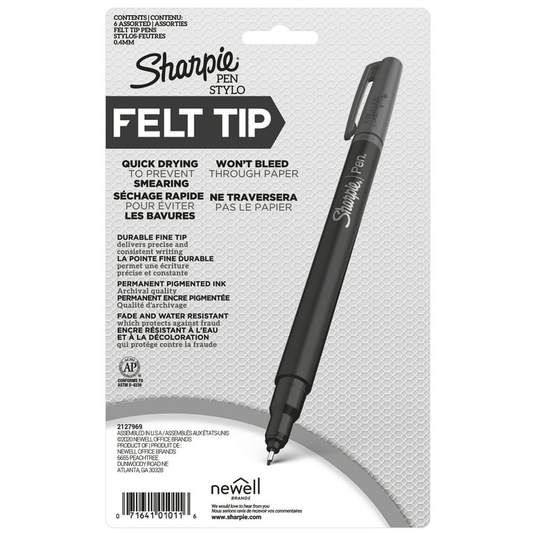 Kryc-sharpie Pens, Felt Tip Pens, Fine Point (0.4mm), Assorted