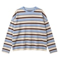 thumbnail image 3 of Azrian Women’s Striped Crewneck Long Sleeve Top,Oversized Long Sleeve Striped Pullover Sizes S-XL, 3 of 5