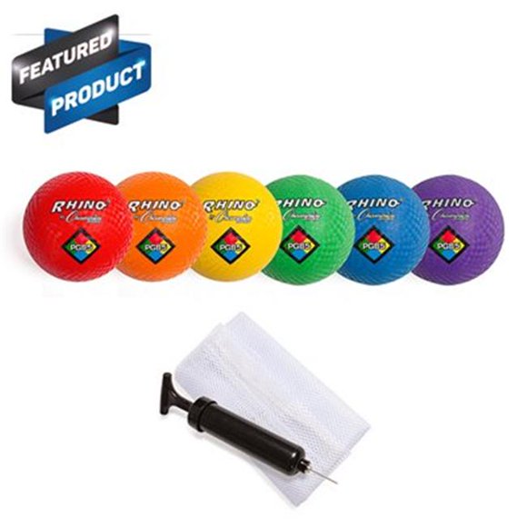 Champion Sports 8.5 in. Playground Ball Set with Pump, Multicolor - Set of 6