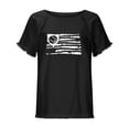 thumbnail image 4 of Wycnly Womens Tops Summer Short Sleeve Crewneck US Flag Print Tee Shirts 4th July Independence Day Loose Cotton Linen Pullover Blouses with Tassel Black xl Clearance Under $5, 4 of 5
