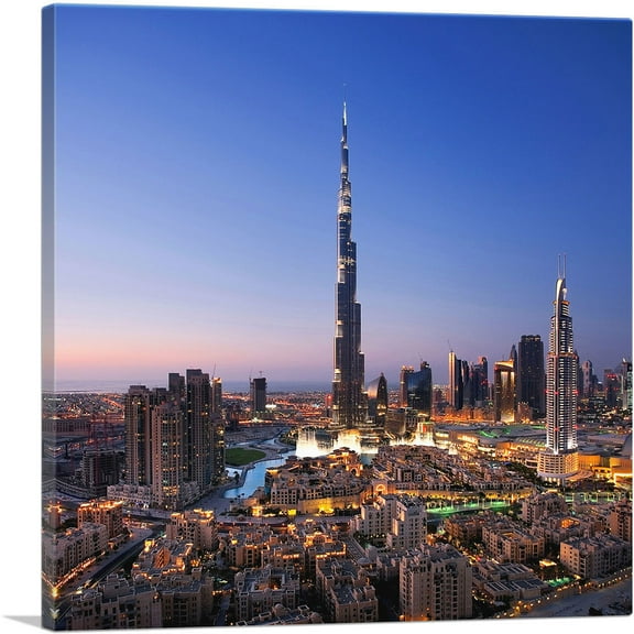 ARTCANVAS Dubai Skyline Downtown Canvas Art Print - Size: 18" x 18" (0.75" Deep)