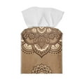 thumbnail image 2 of Psesaysky Waterproof Tissue Box Cover Square, Brown Boho Mandala PU Leather Tissue Box Holders, Fashion Facial Paper Organizer Dispenser for Bathroom, Car, Office, 2 of 6