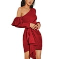 thumbnail image 3 of ITFABS Robe Femme, Épaules Dénudées Manches Longues Froncées Robe de Cocktail, 3 of 6