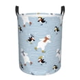 thumbnail image 1 of Balery Skiing penguin Bear Cesta de ropa redonda con asas, impermeable, independiente, para ropa, juguetes, dormitorio y familia-Medium, 1 of 6