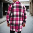 thumbnail image 5 of Mens Plaid Trench Coat Single Casual Long Jackets Button Down Lapel Shirt Jacket Fashion Thick Warm Overcoat, 5 of 5