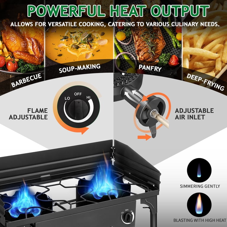 Ktaxon 2 Burner Outdoor Gas Stove, 150,000 BTU, Cast Iron, Wind