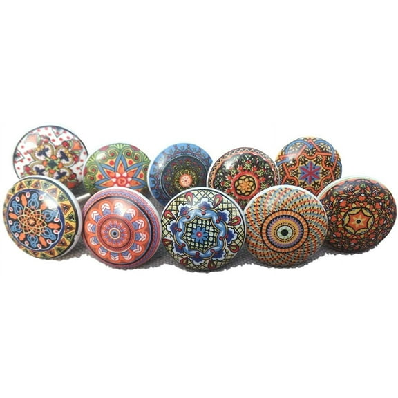 10 x Mix Vintage Look Flower Ceramic Knobs Door Handle Cabinet Drawer Cupboard Pull Mandala Xfer New