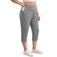 thumbnail image 3 of WellSize Plus Size Capri Pants for Women High Waisted Split Casual Lounge Pants With Pockets Summer Lightweight Cropped Pants, 3 of 7