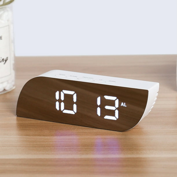 Reloj despertador LED con gran pantalla digital y modo de atenuación, luz nocturna para los ojos