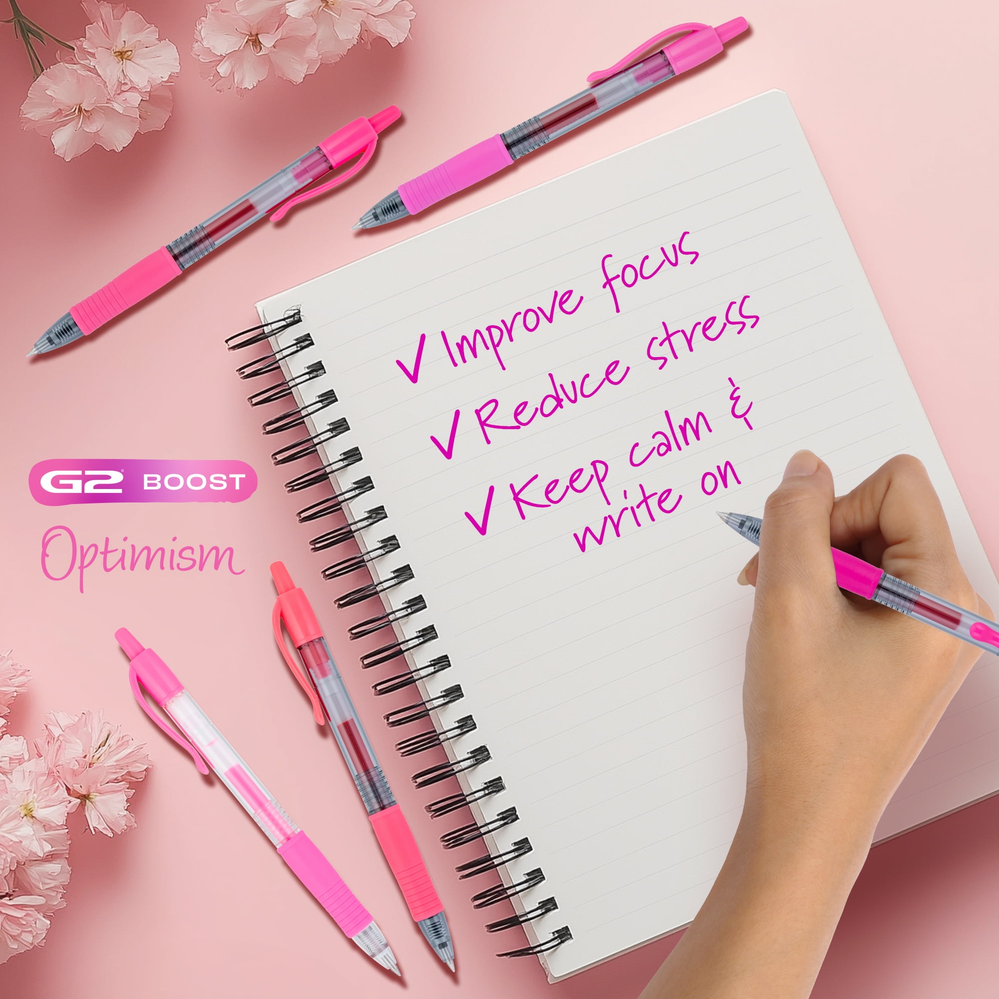 Pilot G2 Retractable Gel Pens, Pink Premium, 0.7mm Fine Point, Assorted Colors, 5 Count