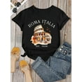 thumbnail image 2 of Women'S Summer Casual Crew Neck T-Shirt, Cotton 100% Knit Fabric, Medium Stretch, Geometric-Colosseum Print, 190g/m² - Rome Italy Graphic Tee, 2 of 7