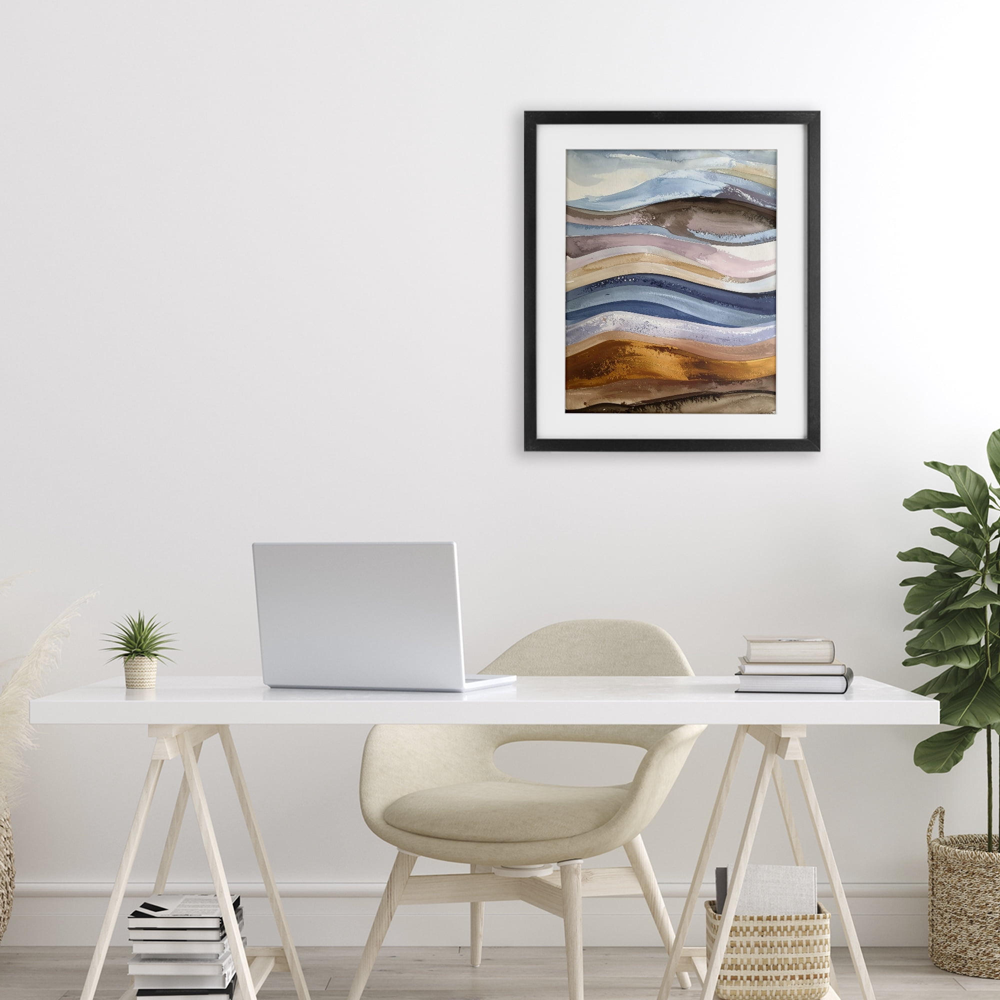 Stupell Industries Ocean Flow Layers Black Framed Print Under Glass, design by Alonza Saunders