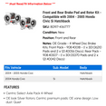 thumbnail image 2 of Front and Rear Brake Pad and Rotor Kit - Compatible with 2004 - 2005 Honda Civic Si Hatchback - Centric, 2 of 2