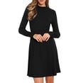 thumbnail image 2 of Vestido de manga larga INSPIRE CHIC para mujeres, Casual 2025, con cuello redondo, tejido de punto acanalado y textura XL Negro, 2 of 6