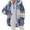 Blue, variant on Womens Fleece Hoodie Jackets Fashion Rcontrasting Lamb Wool Padded Coat Plus Size Loose Fit Fuzzy Jacket Winter Long Sleeve Drawstring Hooded Coats with Pockets
