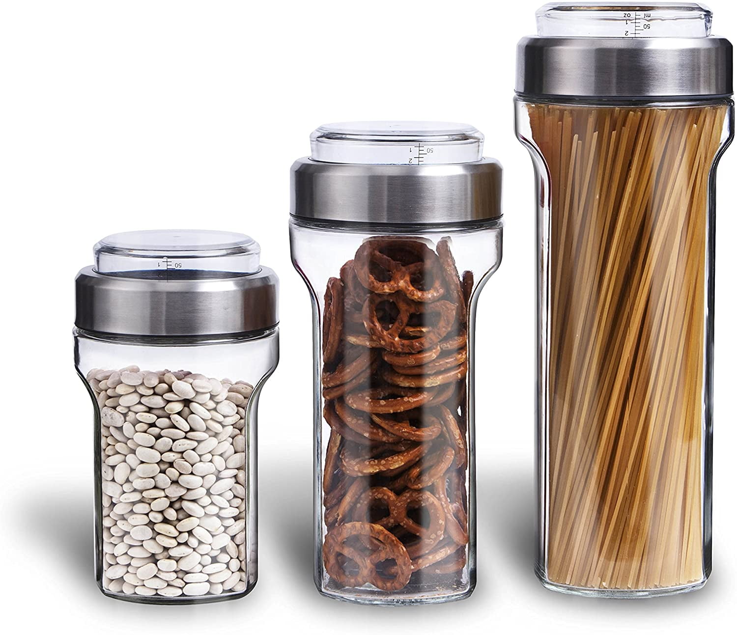 Elemental Kitchen Glass Jar Food Storage Container Set w/ Stainless